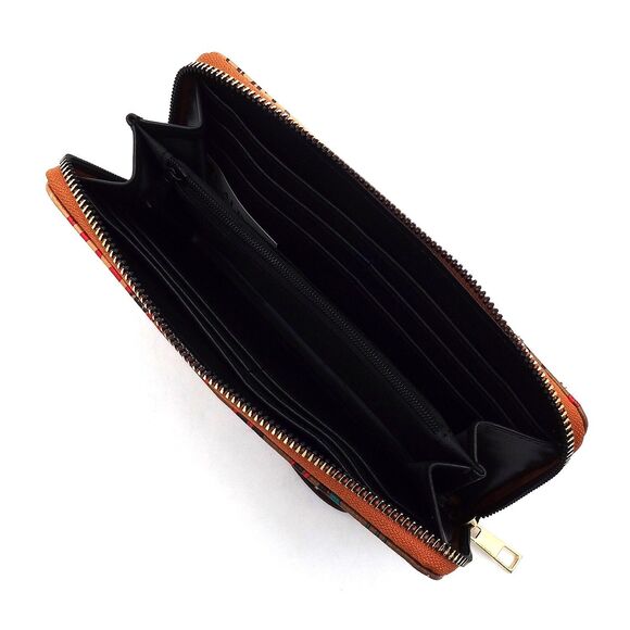 Brown Multi Graffiti Print Zip Around Wallet Wristlet - Picture 5 of 6